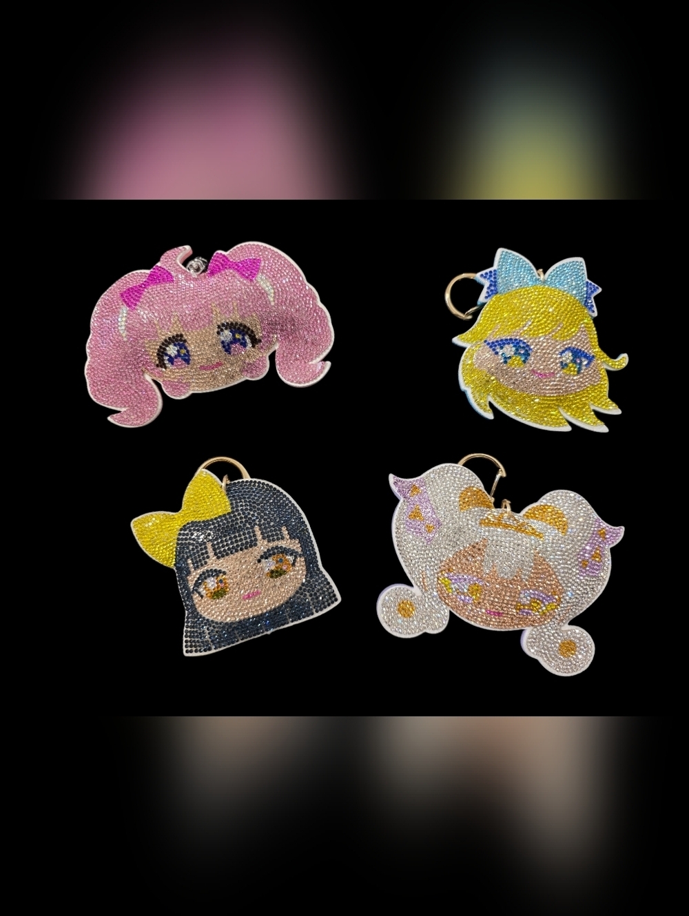 Anime Secret Himitsu Aipri Character Bag Charm Keychain Set